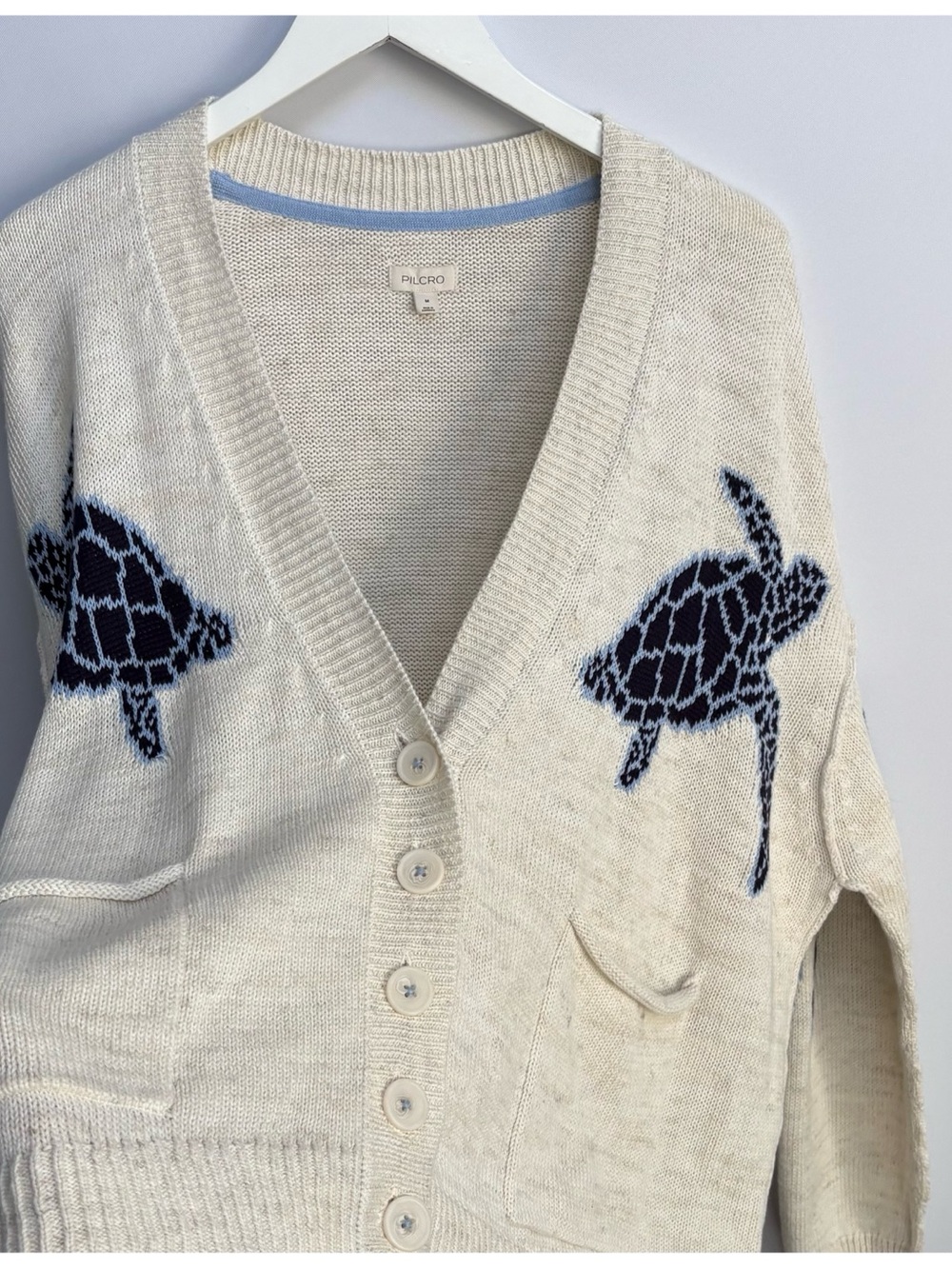 Anthropologie Pilcro Relaxed Sea Turtle Nautical Cardigan Sweater, M - Picture 16 of 17